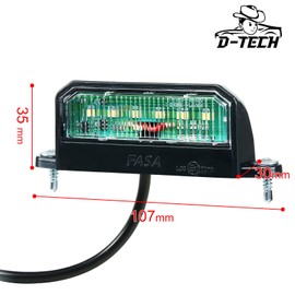 D-TECH 1 x License Plate Light LED Trailer 12 V 24 V Universal Waterproof Number Plate Lighting LED for Car Trailer, Truck, ECE Approval