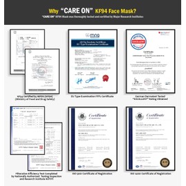 CARE ON [10 Pack] [White] KF94 Certified | 4-Layers Face Safety Mask for Adult