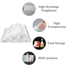 WACCOMT Pack 100pcs Heat Shrink Wrap Bags POF Clear Heat Shrink Film Wrap Heat Seal Bag for Packaging Shoes Homemade Soaps DIY Crafts Gifts Books Heat Shrinkable Packing (5.1x7.8 inch (13x20 cm))
