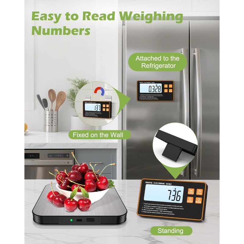 KeeKit Digital Kitchen Scale, 33lb Stainless Steel Food Scale with
