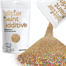 Hemway Glitter Paint Additive Glitter Crystals for Acrylic Paint, Interior & Exterior Walls, Wood, Varnish, Furniture, Matte, Gloss, Satin, Silk - 100g / 3.5oz - Gold Silver Holographic