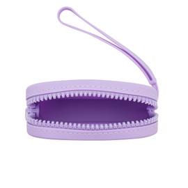 JOVAKIT Small Square Portable Silicone Makeup Bag for Women, Travel Waterproof Toiletry Cosmetic Bag Gifts for Women Girls, Zipper Closure Makeup Case with Handle (Purple)