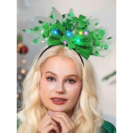 Yean - Diadema de trébol irlandés con lazo para el día de San Patricio, para mujeres y niñas