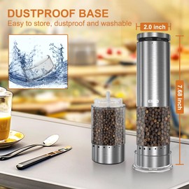 Electric Salt and Pepper Grinder Set Rechargeable, Automatic Salt and Pepper Shakers Mills External Adjustable Coarseness, Kitchen Gadgets, Stocking Stuffers Christmas Cooking Gifts for Men Women