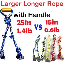 Fejapa Large Dog Rope Toys for Aggressive Chewers Pitbull Tug of War Interactive Heavy Duty Outdoor Medium Large Breed XL Dog Chew Rope Strong Durable Dog Tug Toys Tough Pull Rope with Handle