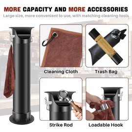 Gliery Espresso Coffee Knock Box for Barista Commercial Knock Box for Espresso Coffee Grounds Floor Standing Knock Box with Garbage Bags and Towels