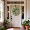 26" Large Artificial Boxwood Wreath for Front Door(White-Green)
