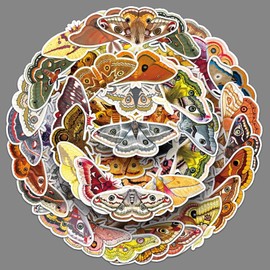 Moth Stickers 50 Pcs Waterproof Cute Funny Insects Sticker for Laptop Luggage Water Bottle Skateboard Scrapbook Suitcase Computer Motorcycle Car,Vinyl Aesthetic Cartoon Decal for Teens Girls