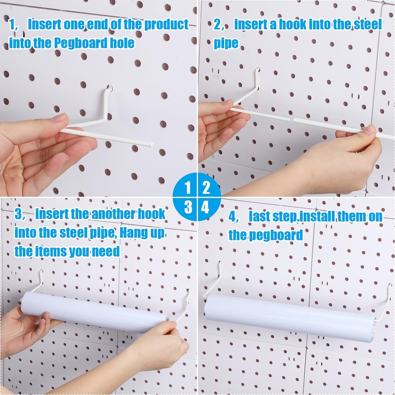 Nuanchu 8 Pcs Paper Towel Holder for Pegboard Extendable Peg