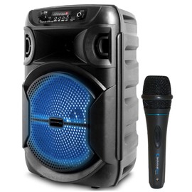 Technical Pro 8 Inch Portable 1000 W Bluetooth Speaker,w/Woofer & Tweeter and Portable Microphone w/Digital Processing Wired Mic Included, XLR to 1/4", Black Karaoke DJ Wired Microphone(Pack of 3)