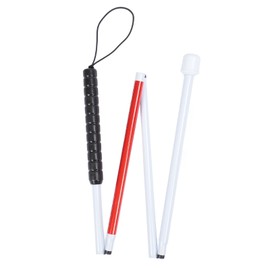 Blind Cane Anti Slip Folding Blind Cane Mobility Stick Aluminum Alloy Rubber Blind Walking Stick with Strap for Blind People