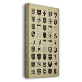 Renditions Gallery Canvas Wall Art Modern Decorations Paintings Vintage Heraldry Blueprint Abstract Canvas Wall Hanging Sketch Artwork Prints for Bedroom Office Kitchen - 12"x24" LT519