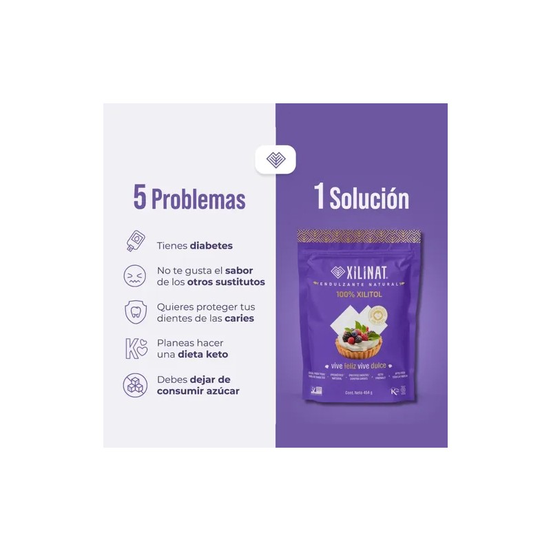 Endulzante Natural Xilinat, Xilitol, Xylitol 454 G