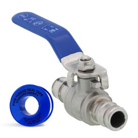 CMI Inc - 1/2" PEX Ball Valve – 304 Stainless Steel Full Port Inline Shutoff for Hot & Cold Water, Threaded & Compression Fittings, Crimping Tool Compatible, Plumbing System Manifold Adapter - 1 Pack