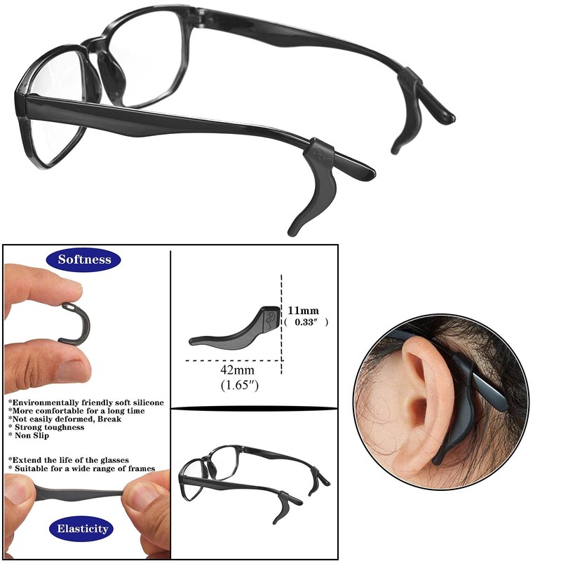 AZFVBQL 34PCS Eyeglasses Retainers Silicone Glasses Temple Holders Anti-slip Protectors