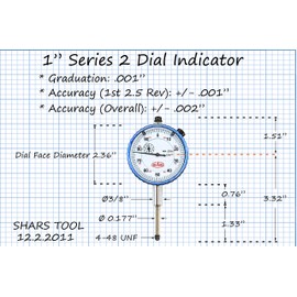 SHARS Universal Magnetic Base with 1” Dial Indicator 2 in 1 Box 303-2716 S]
