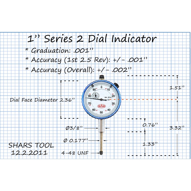 SHARS Universal Magnetic Base with 1” Dial Indicator 2 in