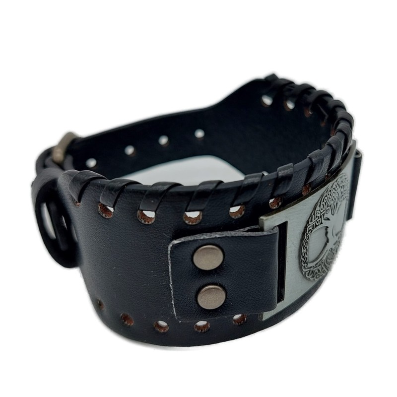 Vikings Viking Bracelet Yggdrasil World Tree of Life Leather Metal