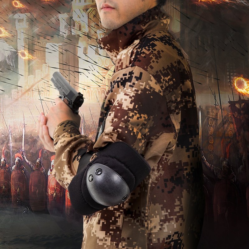 CarthageKing Elbow Knee Pat Set Survival Game Outdoor Sports (Black))