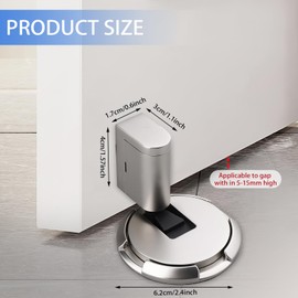 Door Buffer, Mechanical Floor Door Stop, Height-Adjustable Heavy Door Stopper Floor, Windproof Silent Door Lock for Floor, Wall Protection Door Lock (Silver)