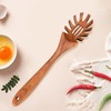 Wooden Pasta Spoon with Teeth Spaghetti Fork Tongs 12.5 Inch