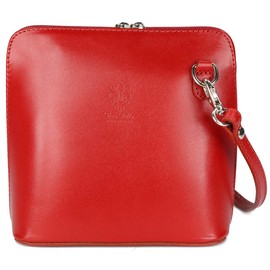 Belli Women's Italian Leather Bag Shoulder Bag Handbag - 17 x 16.5 x 8.5 cm (W x H x D) Red