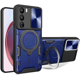 FORZARMOR for Oppo A80 5G (6.67 Inch) Case Shockproof with Back Camera Slide Window Cover, Ring Kickstand Armor Military Rugged Cover (for A80, Blue)