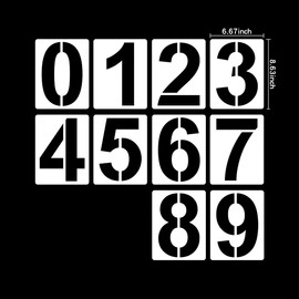Jagowa 10PCS Large Number Stencil 8 Inch Flexible Reusable Number Stencil for DIY Painting Crafts