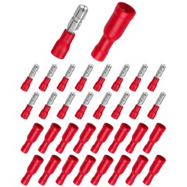 Bolatus 100 Stck 0.5-1.5mm2 Kabelschuhe, Bolatus Rundstecker Rot und Rundsteckhlsen Rot Quetschverbinder Isolierte Steckverbinder fr Kfz