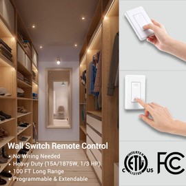 DEWENWILS Wireless Light Switch Remote Control Outlet, Remote Power Wall Switch for Lamps, No Wiring Needed, 15 AMP Heavy Duty, 100 FT Range