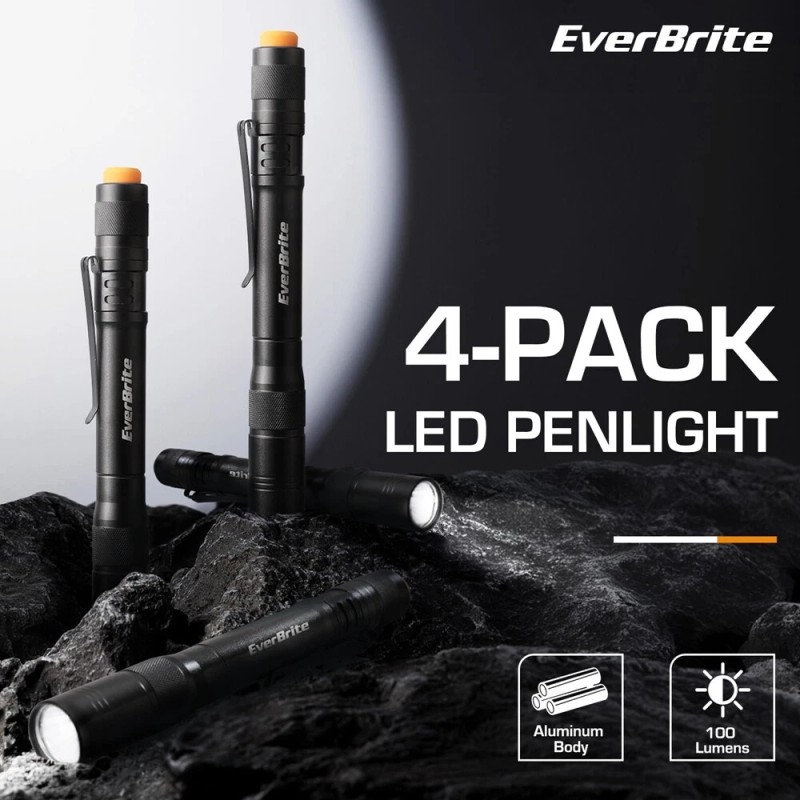 EverBrite Pen Light Pocket Flashlights Aluminum LED Pen Flashlights w/Clip