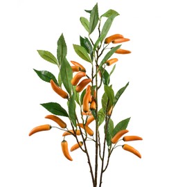 LUEYAO Small Artificial Chilli Pepper Stems Plants Faux Leaf Green Fake Green Branches Bushes Shrubs for Vase Bouquets Home Office Decor Yellow 1PC