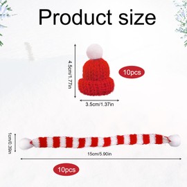 SKHAOVS 32 Pcs Red Mini Christmas Hat and Scarf Set, Mini Santa Hat, Mini Hat Mini Scarf for Table Decor Snowman Decoration DIY Craft Mini Doll Accessory Party Mini Christmas Decoration (32 Pcs)