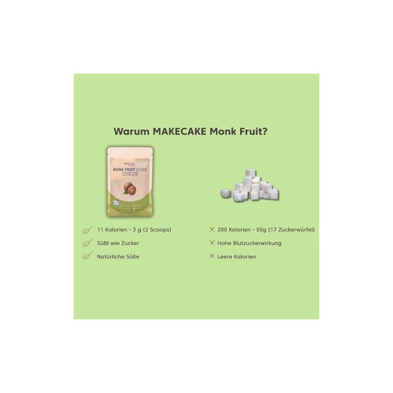 Makecake Monk Fruit Sweetness - Natural Sugar Substitute without Stevia