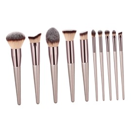 Baluue 10pcs Foundation and Cosmetic Brush Professional Makeup Brushes for Face Eyes and Lips Easy to Clean for Beginners and Enthusiasts Includes Opp Bag