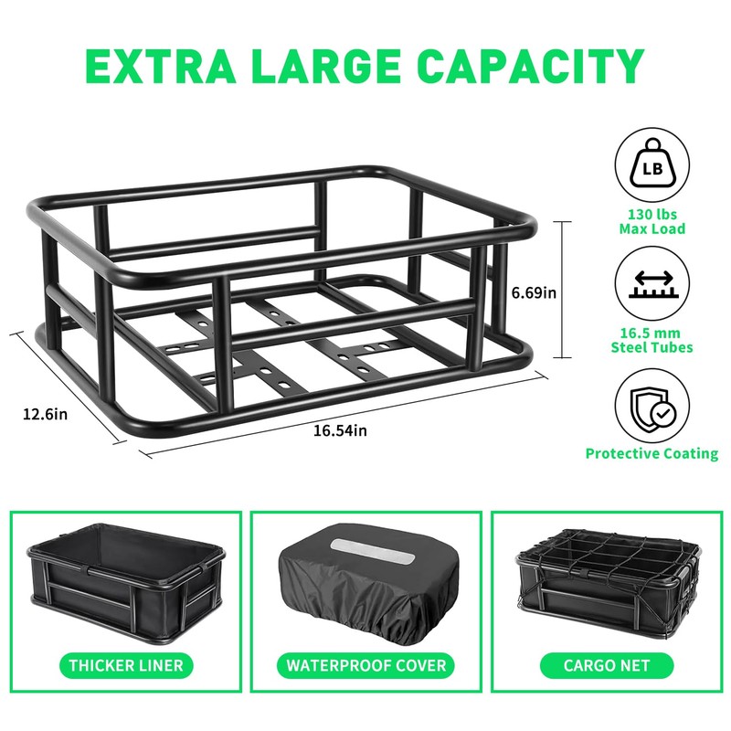 Lambolt Rear Rack Bike Basket for E-Bikes & Bikes -