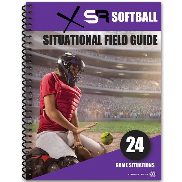 Score It Right Softball Situational Guide – Premium Situational Field Guide for Coaches, Players, Parents – Detailed Softball Field Guide – Thick Cardboard Paper – 24 Game Situations