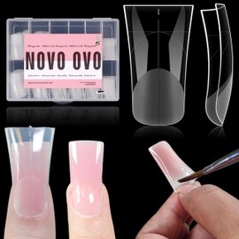 NOVO OVO Duck Nail Dual Forms for Poly Gel Toenail Extension, Reusable Full Cover Molds for French Tip Acrylic Duckies, Nail Art Design Molds for Manicure, for Salon & DIY at Home 240 Pcs 12 sizes