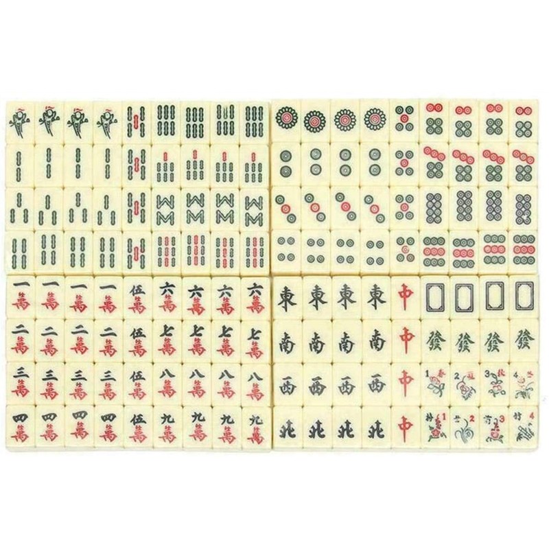 Vintage Mahjong Rare 144 Tiles Mah-Jong Set Bamboo Piece W/English