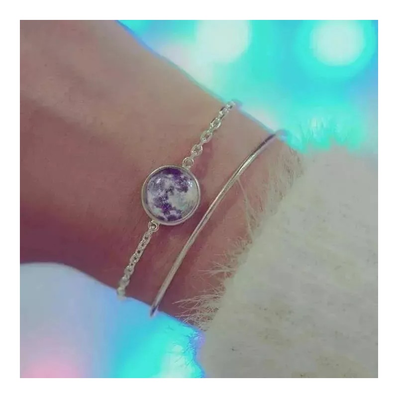 THE9SHOP Pulsera Luna Llena Brilla Oscuridad Moda Brillante Envió 3d