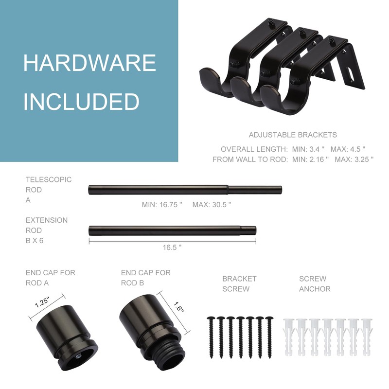 Byondeth Curtain Rods for Windows 16 to 120 Inches Adjustable