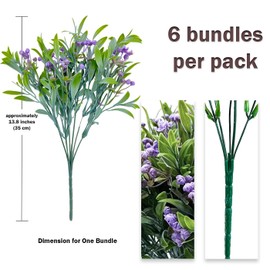 Satefello Artificial Plants Outdoors, Indoor Fake Plants with Flowers for Outside,Spring Faux Plants Window Box Planters Garden Patio Front Porch Home Office Decor(Purple, 6pcs)