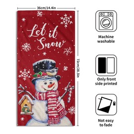 Juego de 2 toallas de mano rojas de Navidad, 28 x 14 pulgadas, muñeco de nieve de invierno Let It Snow Xmas absorbentes, paños de cocina suaves, para la cara, baño, hotel, gimnasio, spa