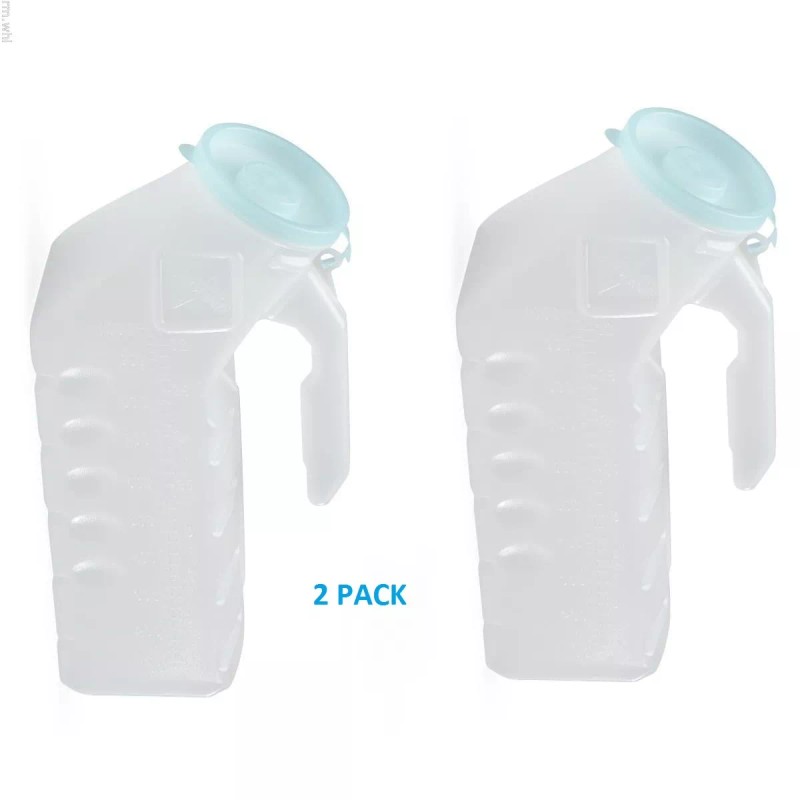 2 -Deluxe Male Urinal with Glow-in-Dark Lid 1000 mL Proof