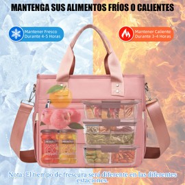 Loncheras para Mujer y Hombre Bolssa de Almuerzo: BLYPHOO Lonchera Aislada Dos Pisos Térmico, Bolsa Hielera de Almuerzo Gran Capacidad, Hielera Ligera Impermeable para Picnic Trabajo Camping (Rosa)
