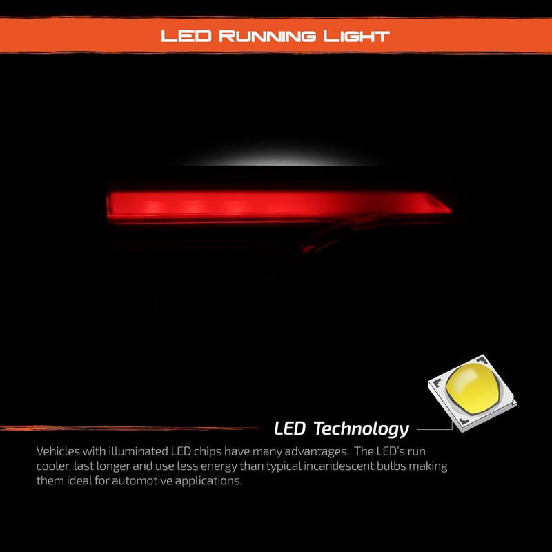 AKKON - Fits 2017-2019 GMC Acadia LED Running Chrome Red