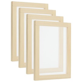 PATIKIL 9.8"x7.8" Wooden Paper Making Screen, 4 Pack Paper Making Mould Frame Papermaking Mould Deckle for DIY Paper Craft Dried Flower Handcraft, Natural Color