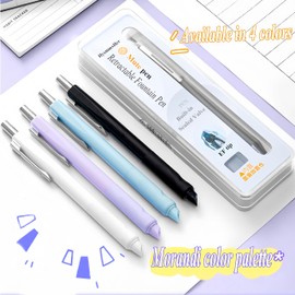 HysmmxHer Retractable Silent Fountain Pen, 0.38mm,Built in Pen Tip Sealing Valve,Includes 48 Black Ink Cartridges, Smooth Writing, Super Soft Non-slip for Writing, Office (Purple, Black)