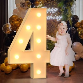 3FT Marquee Numbers 4 for 4th 14th Birthday Decorations, Large Light Up Numbers for Party Decor, Big Numbers for Baby Shower Wedding Anniversary Engagement Party, DIY Pre-cut Foamboad Mosaic Numbers