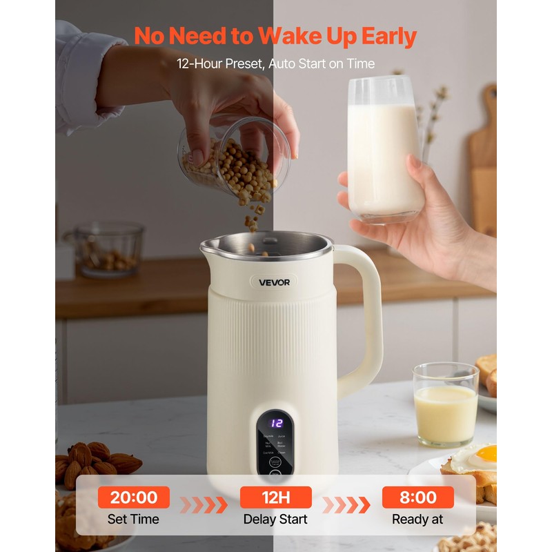 VEVOR 6-in-1 Nut Milk Maker, 20 oz Soy Milk Maker